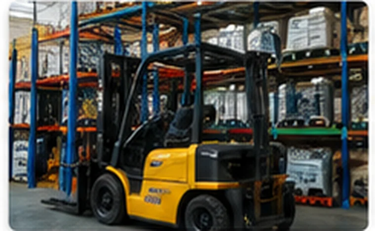 Forklift in warehouse